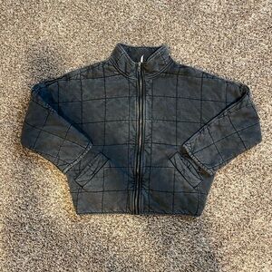 Free People Dolman Quilted Knit Jacket, Washed Black